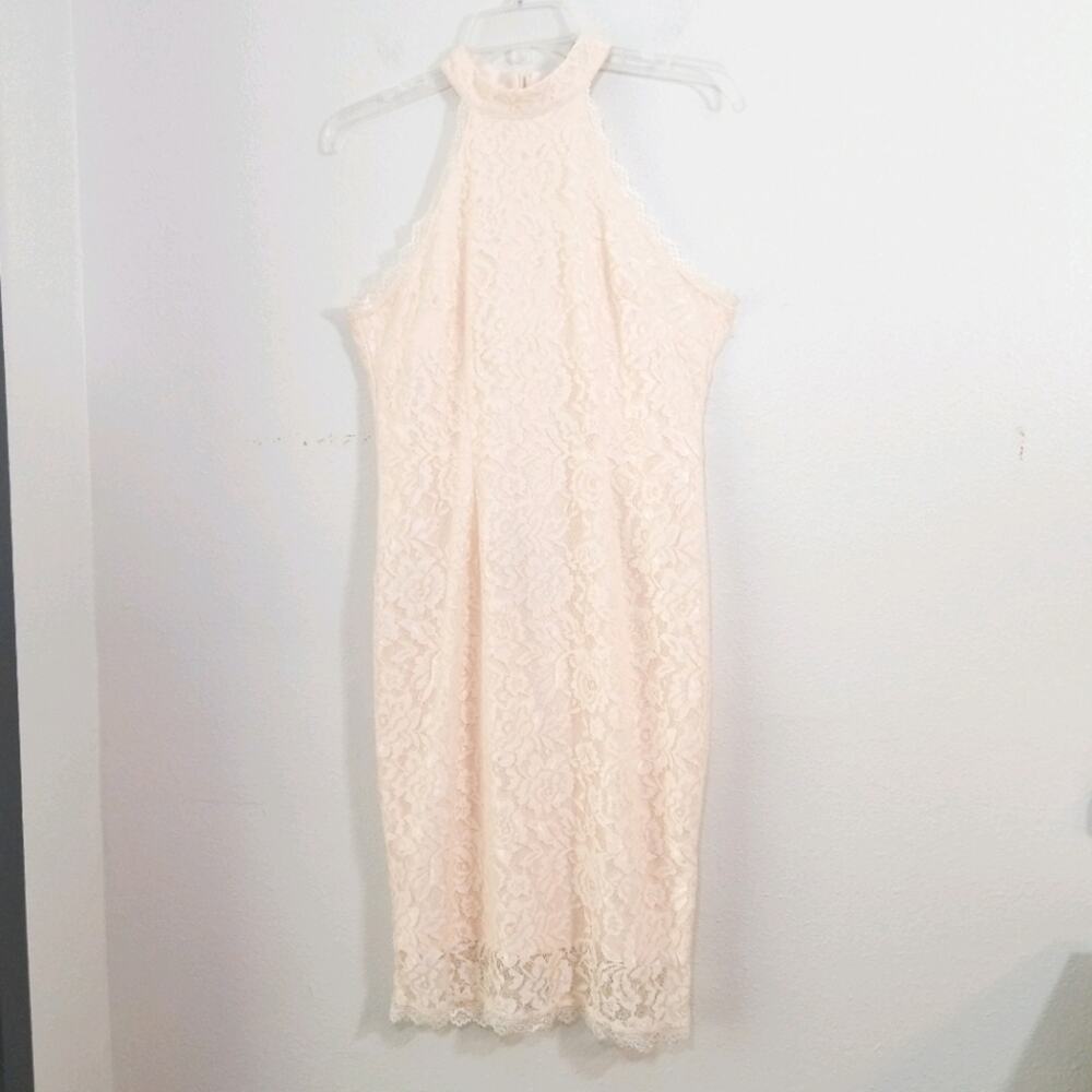 NWT Yoins pastel pink lace bodycon halter dress S - Picture 5 of 16